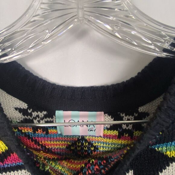 LOANA Girl Sleeved Knit Poncho One Size Ribbed Cuffs Multicolor Indie Hipster - Picture 4 of 10